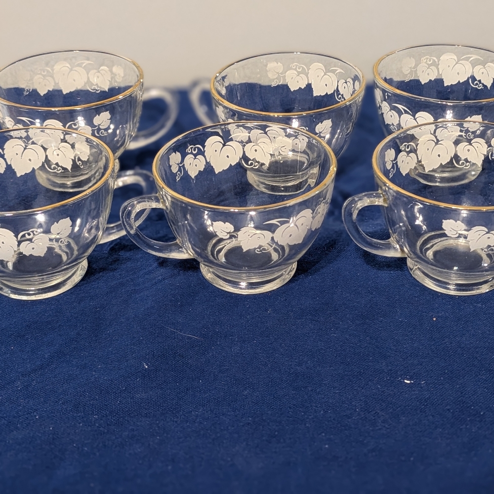 Vintage 6 Glass Anchor Hocking #76 Grape Clear